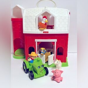Fisher-Price Red Barn Playset with Green Tractor , Farmer and Farm Animals